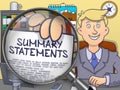 Summary Statements through Magnifier. Doodle Style.