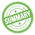 SUMMARY text on green round grungy stamp Royalty Free Stock Photo