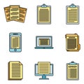 Summary text icons set vector color