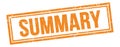 SUMMARY text on orange grungy vintage stamp Royalty Free Stock Photo