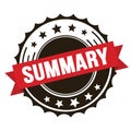 SUMMARY text on red brown ribbon stamp Royalty Free Stock Photo