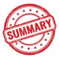 SUMMARY text on red grungy vintage round stamp Royalty Free Stock Photo