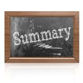 Summary text written on blackboard