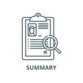 Summary vector line icon, linear concept, outline sign, symbol
