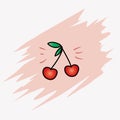 Vector illustration with red lovely cherry.