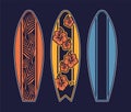 Set surfboard print design for surfing Royalty Free Stock Photo