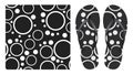 Summer abstract black and white seamless pattern with circles and rings. Pattern design for printing on flip-flops. Royalty Free Stock Photo