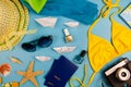 Summer accessories and items for travelon Royalty Free Stock Photo