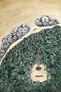 Summer guitar in the green field drawing