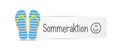 Summer action german typography message with blue striped flip flops