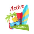 Summer Active Vacation Concept Illustration