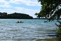 summer activity people kayaking on a lake Royalty Free Stock Photo