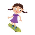 Summer activity skateboarding concept. Vector illustration of skateboarder girl