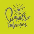 Summer Adventure hand drawn vector lettering. Thank you card. Vector illustration