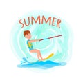 Summer Adventure Poster Kitesurfing Happy Boy