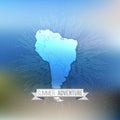 Summer adventure poster. South america map with Royalty Free Stock Photo