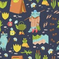 Summer adventure seamless pattern.