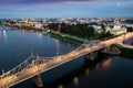 Summer aerial view of Tver on Volga river at dusk Royalty Free Stock Photo