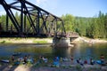 Summer afternoon river tubing at Kettle River Provincial Park, Canada