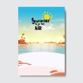 Summer airplane beach landscape badge Isolated Typographic Design Label. Season Holidays lettering for logo,Templates