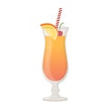 Summer alcoholic drink, tropical cocktail. Tequila sunrise. Beach party concept. Flat vector illustration Royalty Free Stock Photo