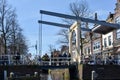 Typical dutch drawbridge over a canal in Alkmaar