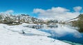 Summer Alps mountain lake panorama  Switzerland Royalty Free Stock Photo