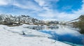 Summer Alps mountain lake panorama (Switzerland) Royalty Free Stock Photo