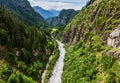 Summer Alps mountain landscape with river in deep ravine, Switzerland