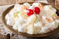 Summer Ambrosia delicious salad of fruits and marshmelow with va Royalty Free Stock Photo