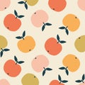 Summer apples hand drawn vector illustration. Colorful fruit seamless pattern for kids. Royalty Free Stock Photo