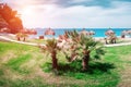 Summer arbor on beach Royalty Free Stock Photo