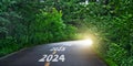 Summer asphalt curvy road with numbers 2024,2025 and 2026