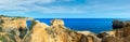 Summer Atlantic rocky coast landscape (Albufeira outskirts, Algarve, Portugal Royalty Free Stock Photo