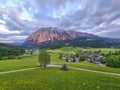 Summer austrian landscape with Grimming mountain 2.351 m, an isolated peak in the Dachstein Mountains, view from small alpine Royalty Free Stock Photo