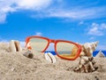 Summer background with beach accesoriess Royalty Free Stock Photo