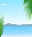 Summer background with beach and mountains