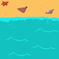 Summer background with beach and sea vector illustration Royalty Free Stock Photo