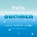 Summer background, blue sea water with air bubbles and sky.Text Royalty Free Stock Photo