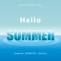 Summer background, blue sea water with waves and sky.Text Hello Royalty Free Stock Photo