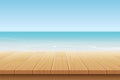 summer background blue sky with sea and wooden for product display montages Royalty Free Stock Photo