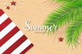Summer background with coconut tree and picnic mat Royalty Free Stock Photo