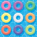 Summer background with collection of colorful inflatable. vector