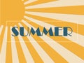 Summer background concept with sunburst in paper cut and pop art style Royalty Free Stock Photo