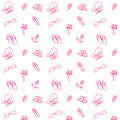 Summer background design banners. Pattern. Pattern with summer symbols. White and pink colors.