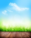 Summer background with floor, grass and bokeh Royalty Free Stock Photo