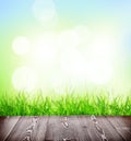 Summer background with floor, grass and bokeh Royalty Free Stock Photo