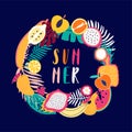 Summer background with fruit pattern Royalty Free Stock Photo