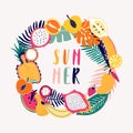 Summer background with fruit pattern Royalty Free Stock Photo
