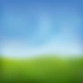 Summer background. Green fresh grass, blue sunny sky blur design. Abstract summer, spring nature. Beauty garden, park Royalty Free Stock Photo